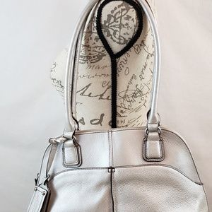 Tignanello SIlver Dome Satchel Shoulder bag Md.
